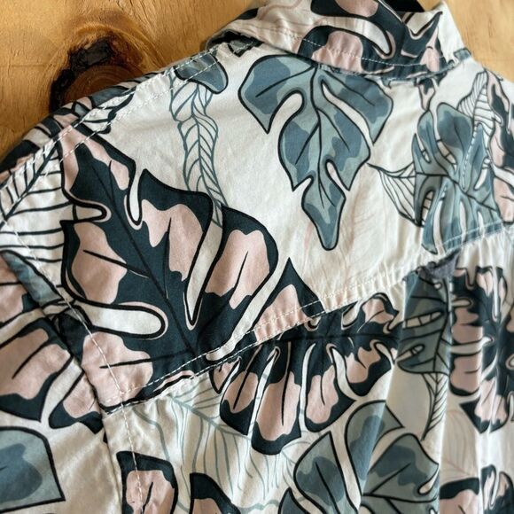 Free Planet Monstera Leaf Button Down 100% Cotton Shirt Sz L - Picture 3 of 5